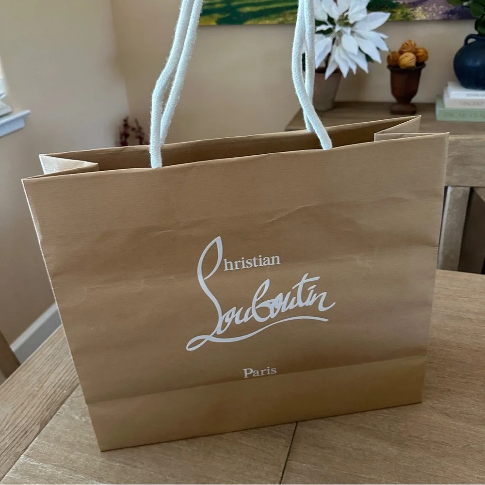 Christian Louboutin Beige Tote Gift Bag with White Logo